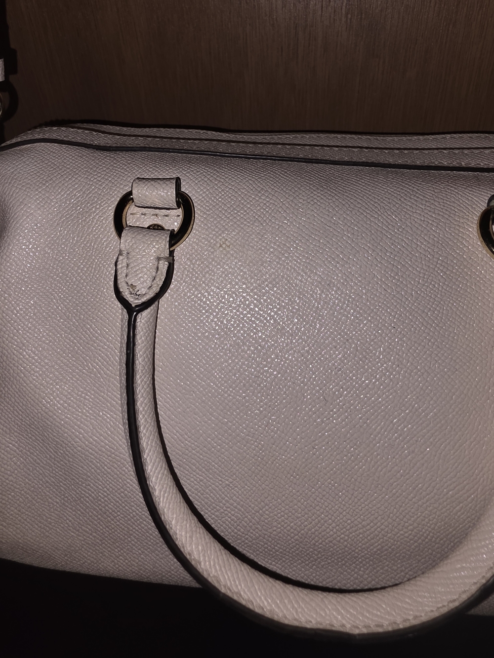 Coach Rowan Satchel F79946 Chalk White Pebbled Leather Crossbody Tote Bag - Picture 10 of 16
